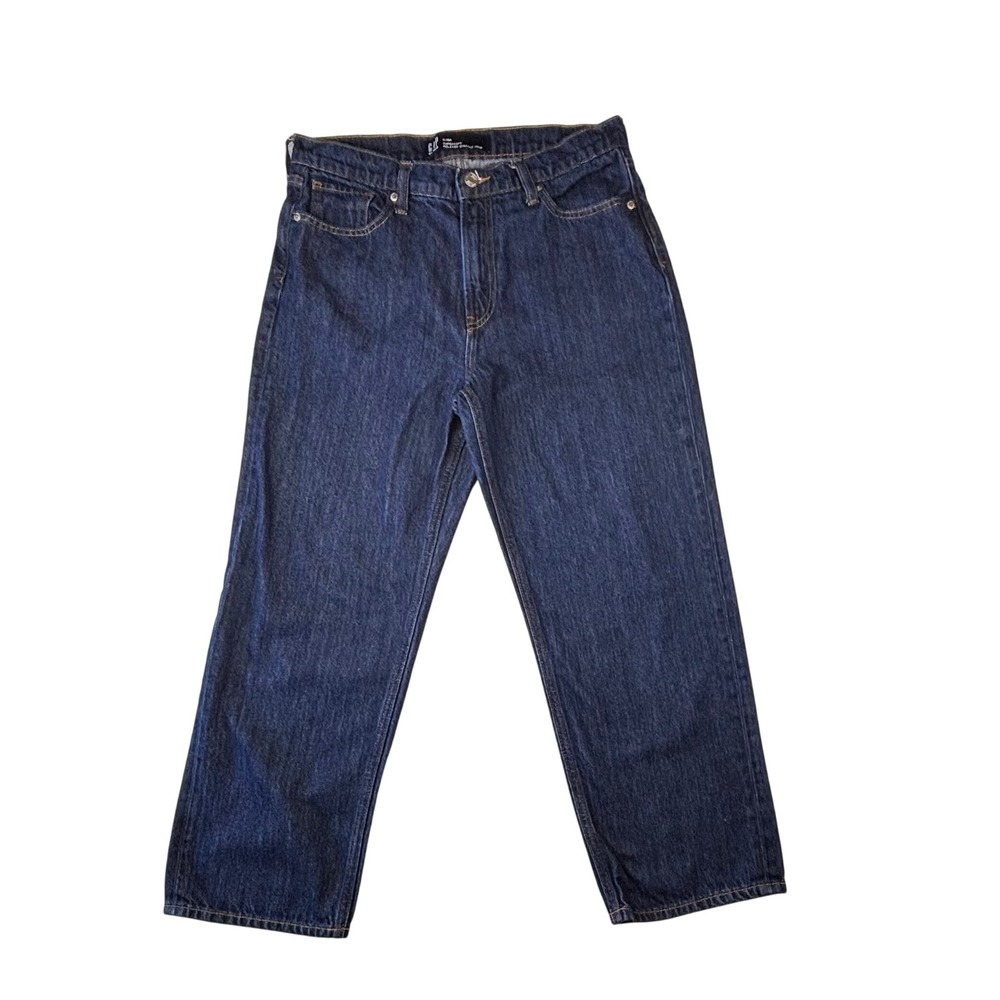 Gap Denim Womens 6/28R Supersoft Relaxed Straight Crop Jeans Dark Wash Blue